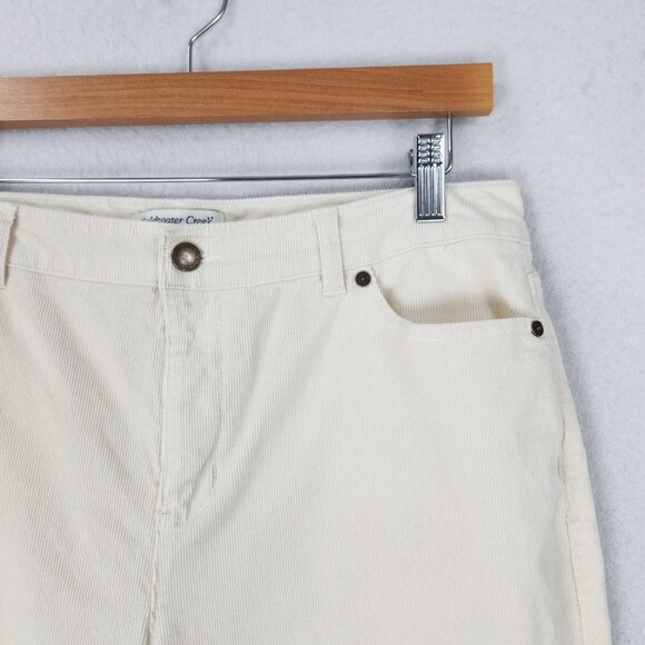 Coldwater Creek Pants Womens 10 Cream Corduroy Straight Leg Stretch Casual - Picture 2 of 11